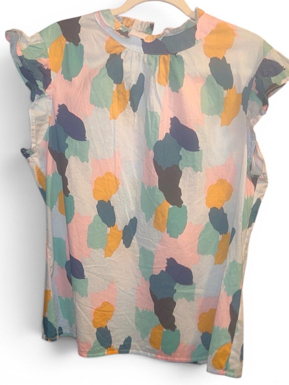 XL NWOT Colorful Ruffle Sleeve Blouse